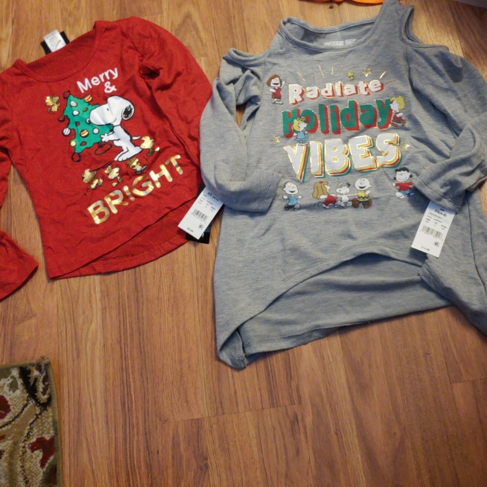 2 peanuts tops holiday cold shoulder